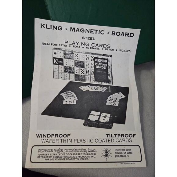 Vintage Kling Windproof Magnetic Playing Cards Steel Board 50s Travel Game - Picture 6 of 7